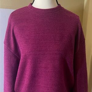 Knit Sweater In Burgundy/Purple Pullover Cotton/Acrylic Blend Material. Sz. M